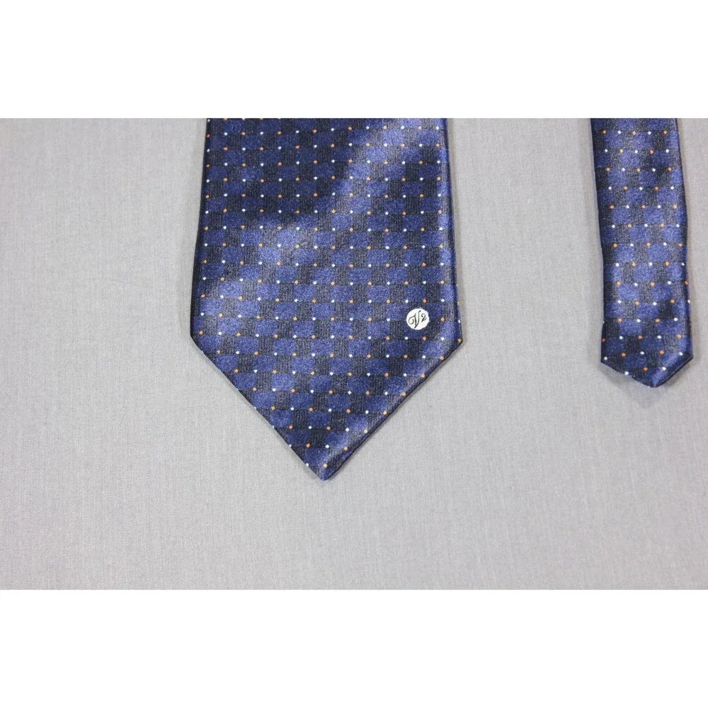 Vintage Versace Necktie Classic V2 Geometric Pattern Handmade Blue Silk Tie
